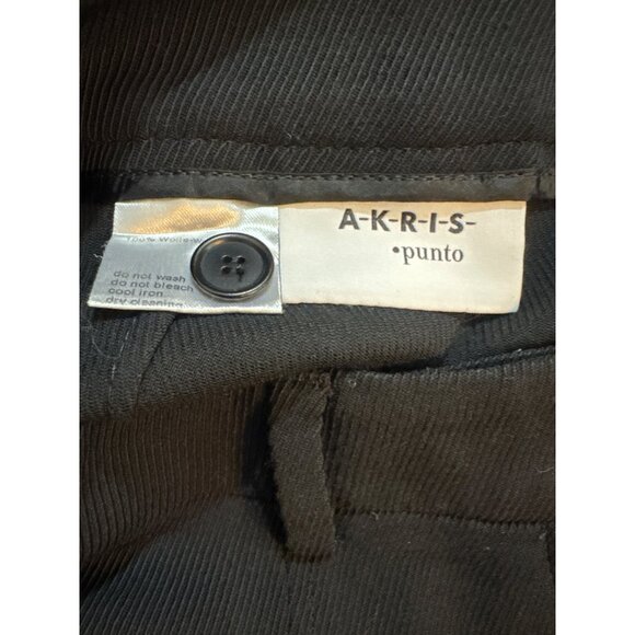 Akris Punto Mikka' Black Side-Stripe Wool Wide-Leg Trousers Size 2 - Picture 4 of 5